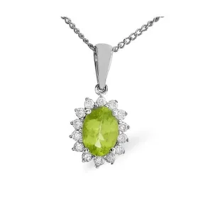 Acotis Diamonds 9K White Gold 0.21ct Diamond Peridot Pendant E2731