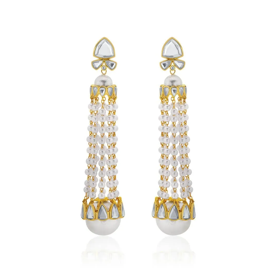 Ada Mirror & Pearl Jhoomar Earrings