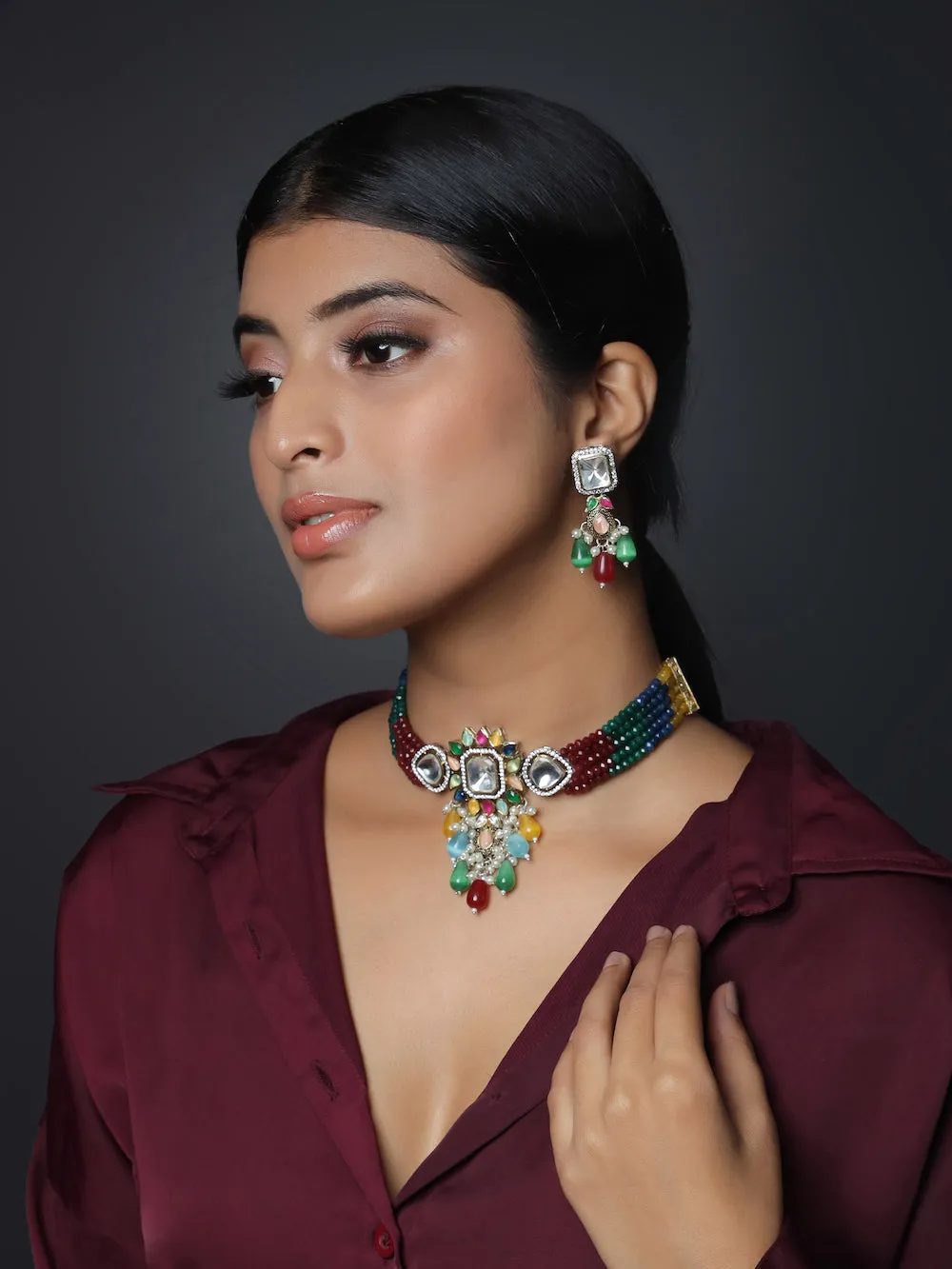 Adelyn Choker Necklace Set With Dori