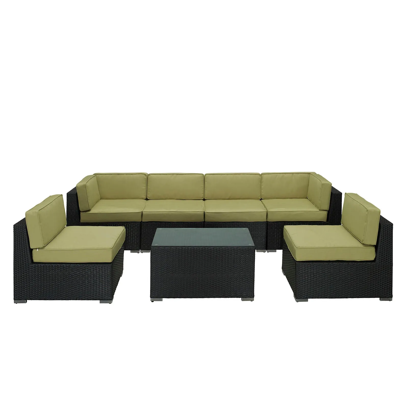 Aero 7 Piece Outdoor Patio Sectional Set By Modway - EEI-695 - Espresso Peridot
