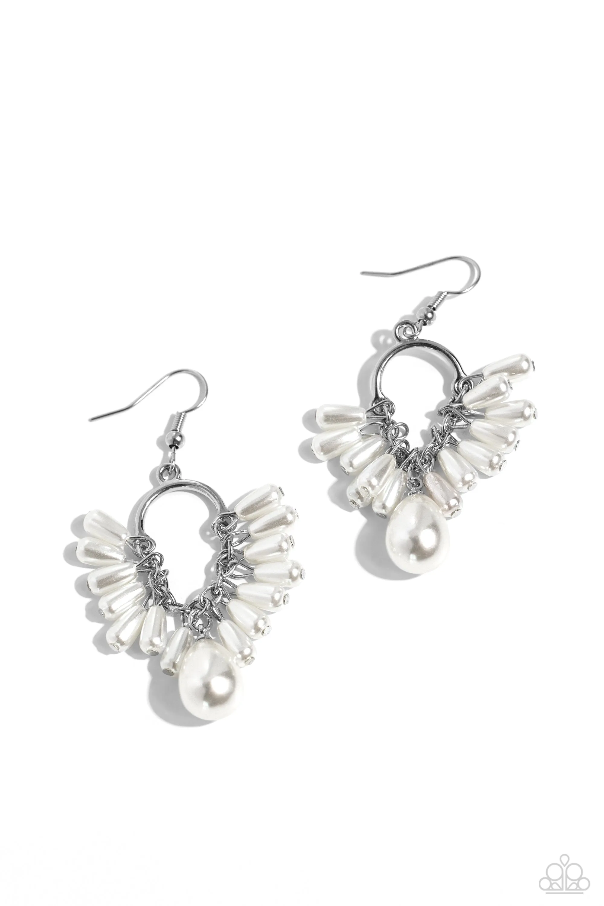 Ahoy There! - White Earrings - Paparazzi Accessories
