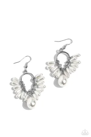Ahoy There! - White Earrings - Paparazzi Accessories