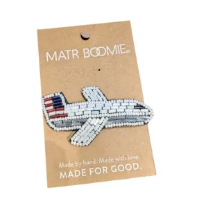 Airplane Beaded Brooch
