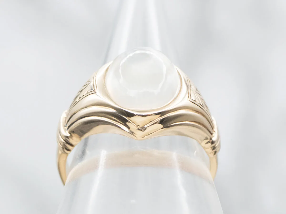 Antique Gold and Moonstone Unisex Ring