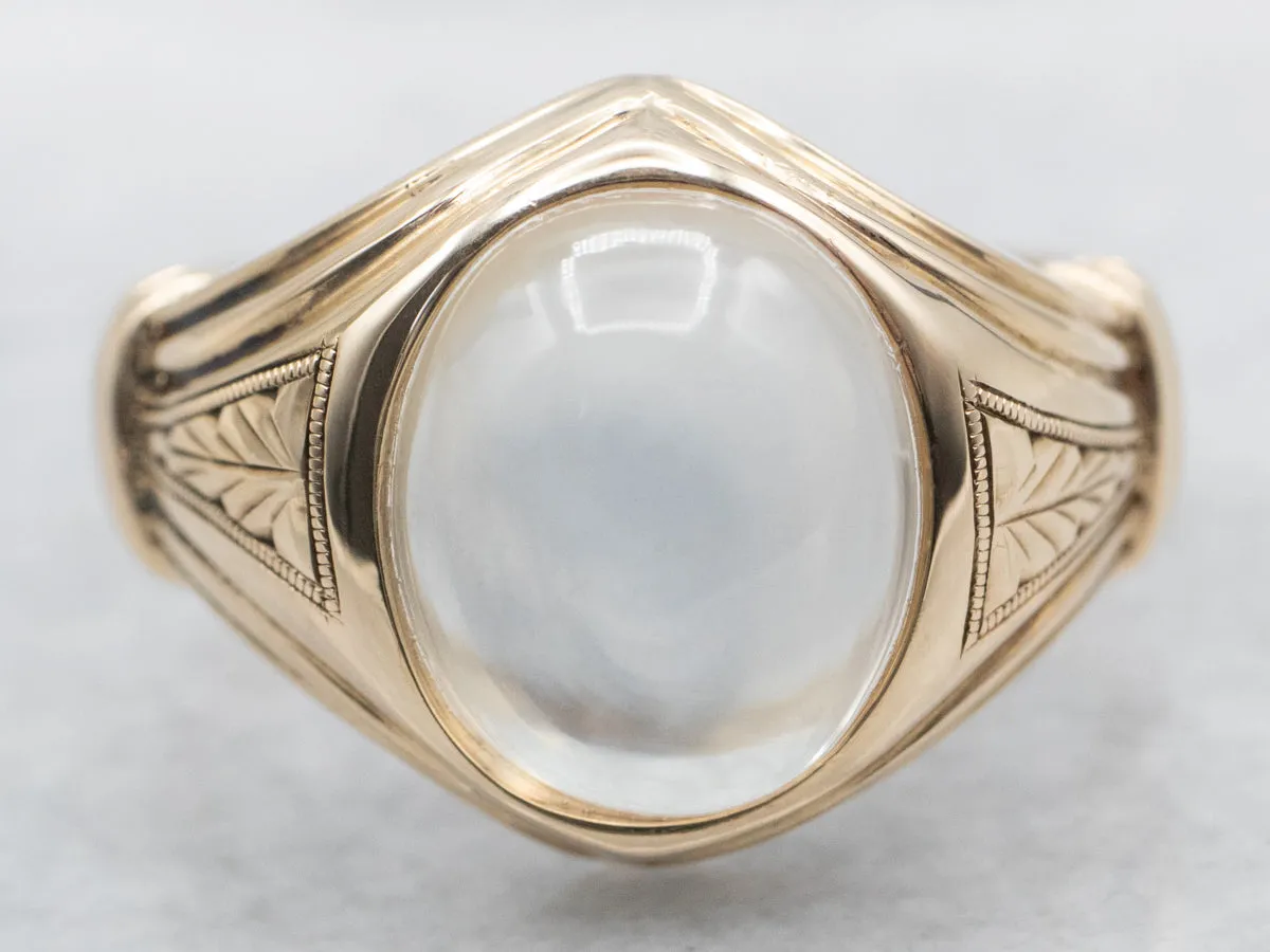 Antique Gold and Moonstone Unisex Ring