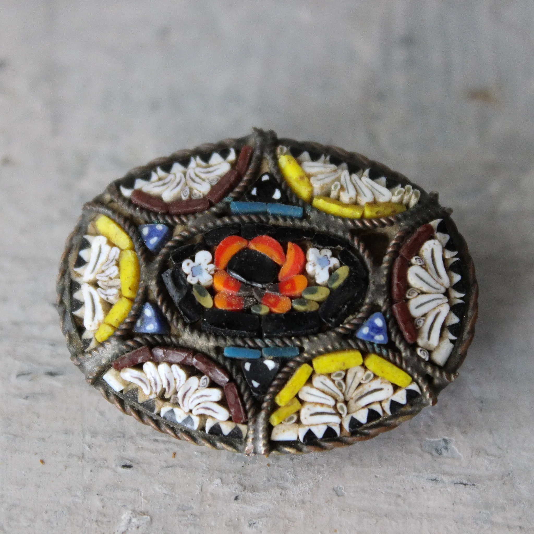 Antique Micro Mosaic Brooch