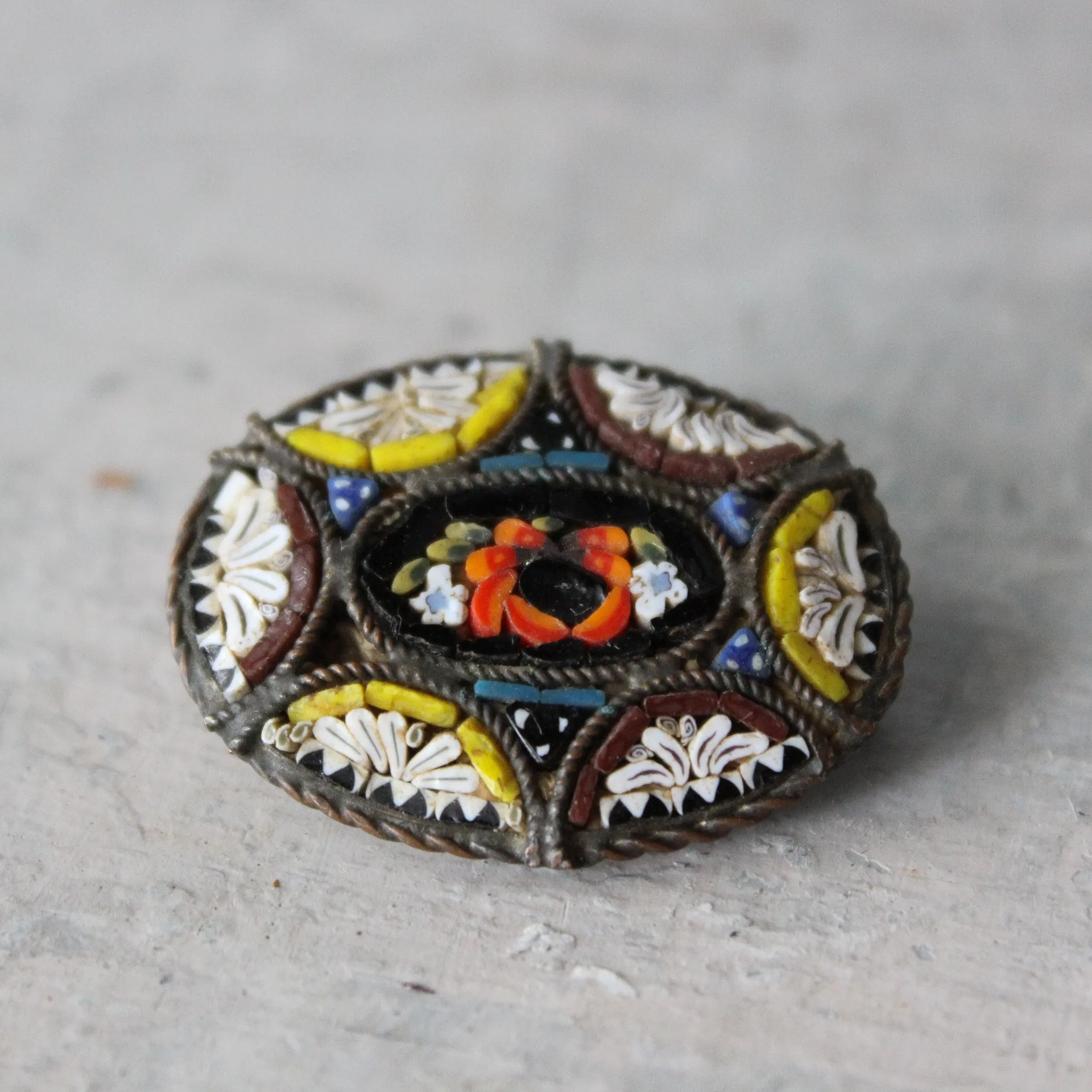 Antique Micro Mosaic Brooch