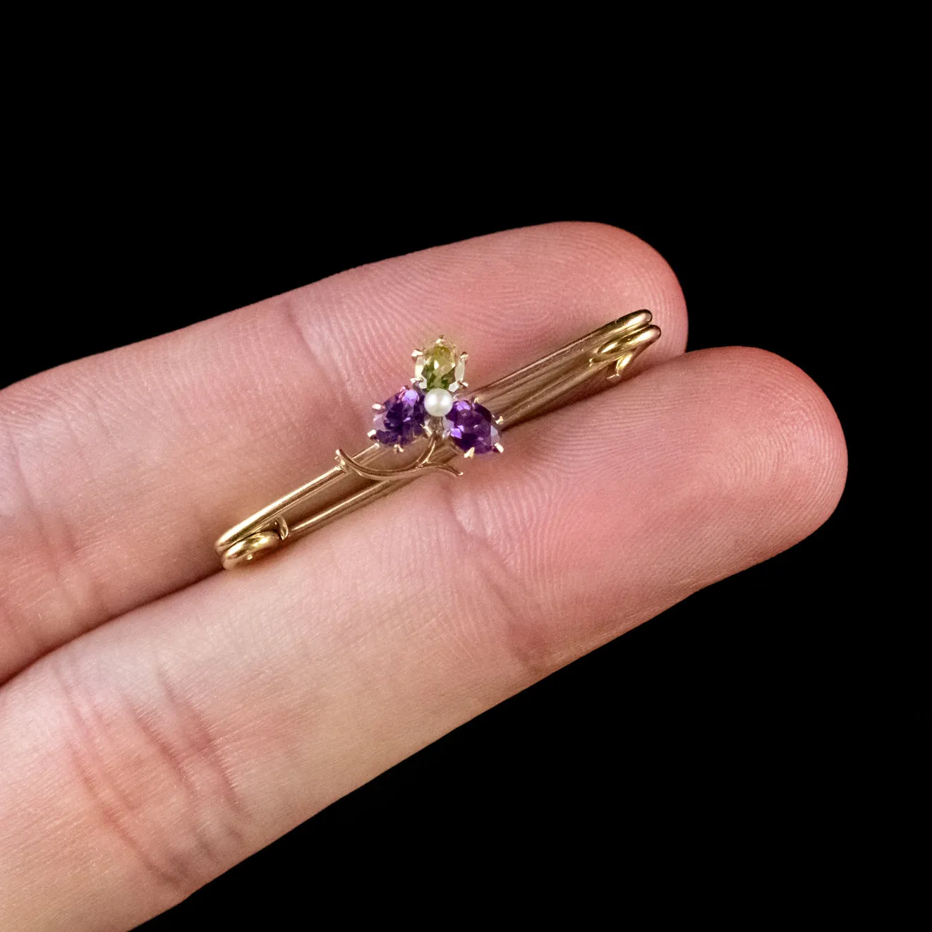 Antique Suffragette Clover Brooch 18Ct Gold Pin Edwardian Circa 1910