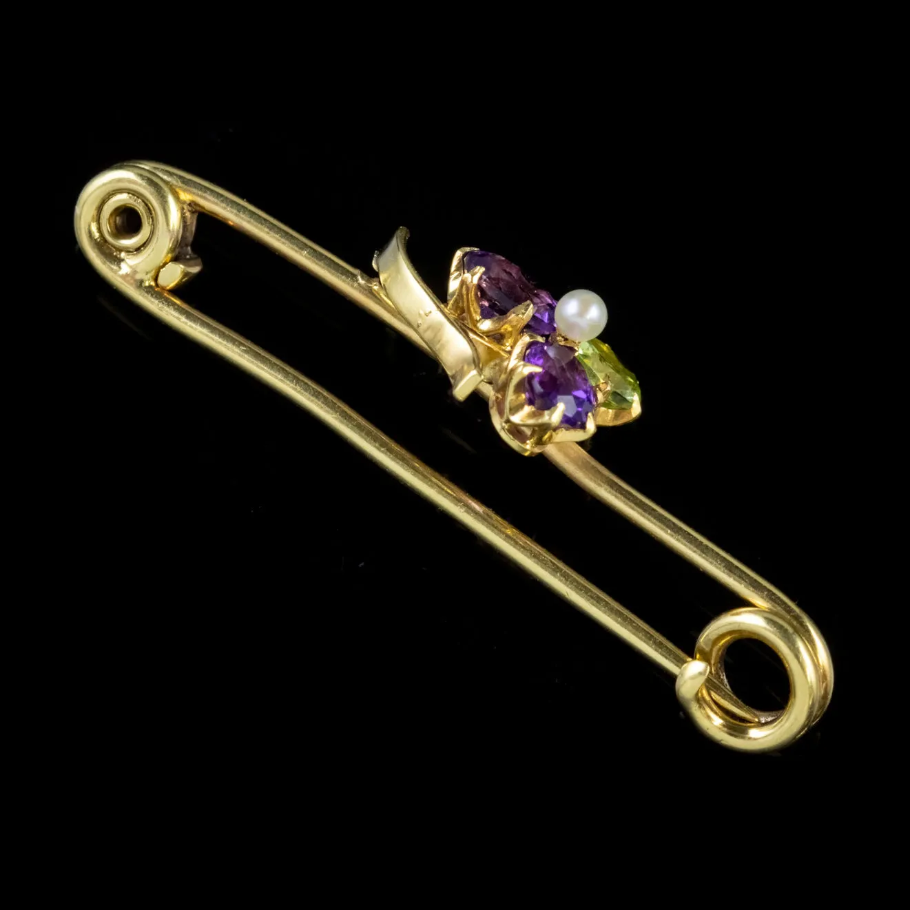 Antique Suffragette Clover Brooch 18Ct Gold Pin Edwardian Circa 1910