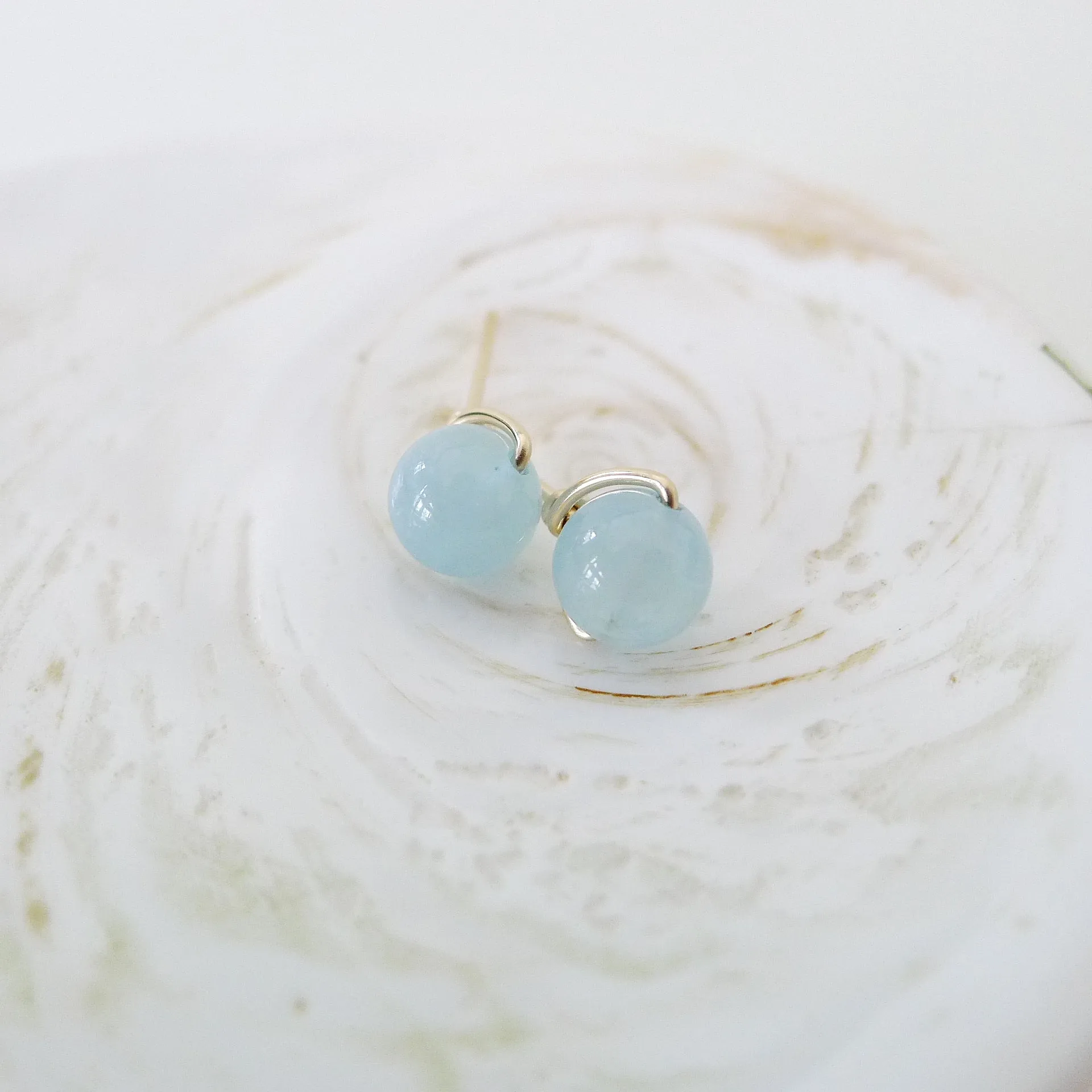 Aquamarine Earstuds 6mm (Basic) / 14k Gold-filled