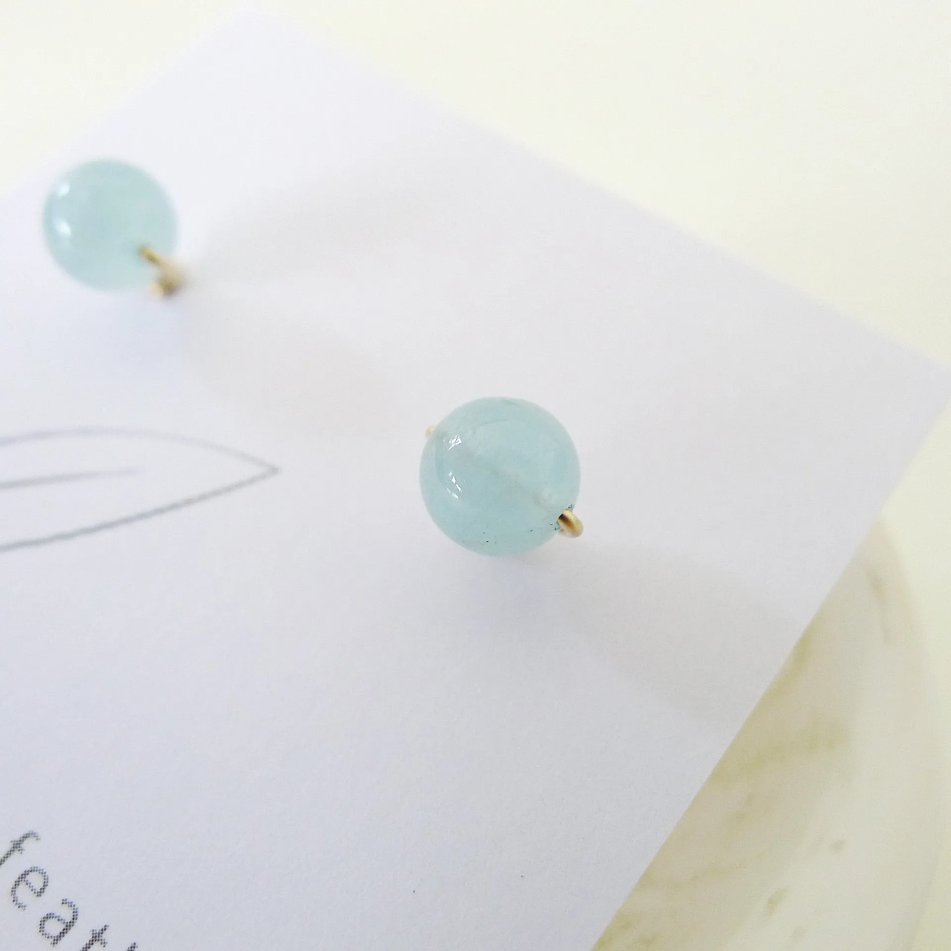 Aquamarine Earstuds 6mm (Basic) / 14k Gold-filled