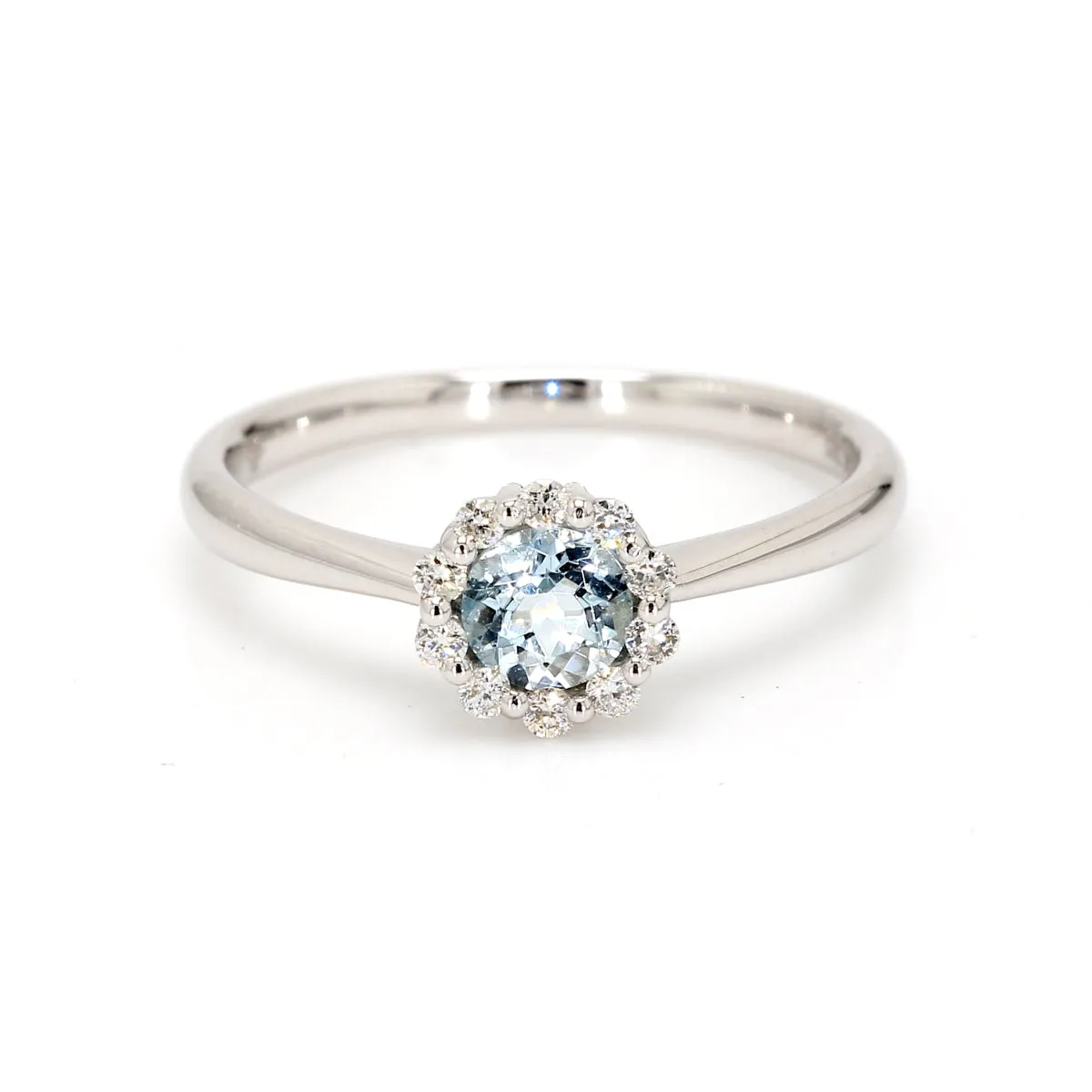 Aquamarine Halo Ring