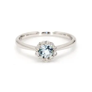 Aquamarine Halo Ring