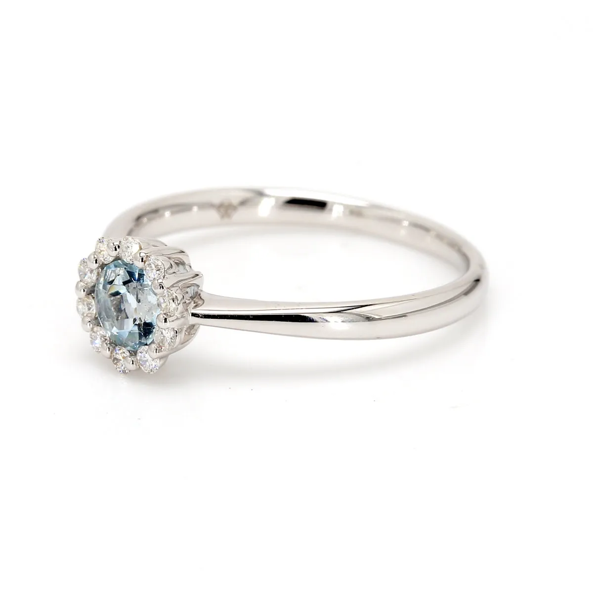 Aquamarine Halo Ring
