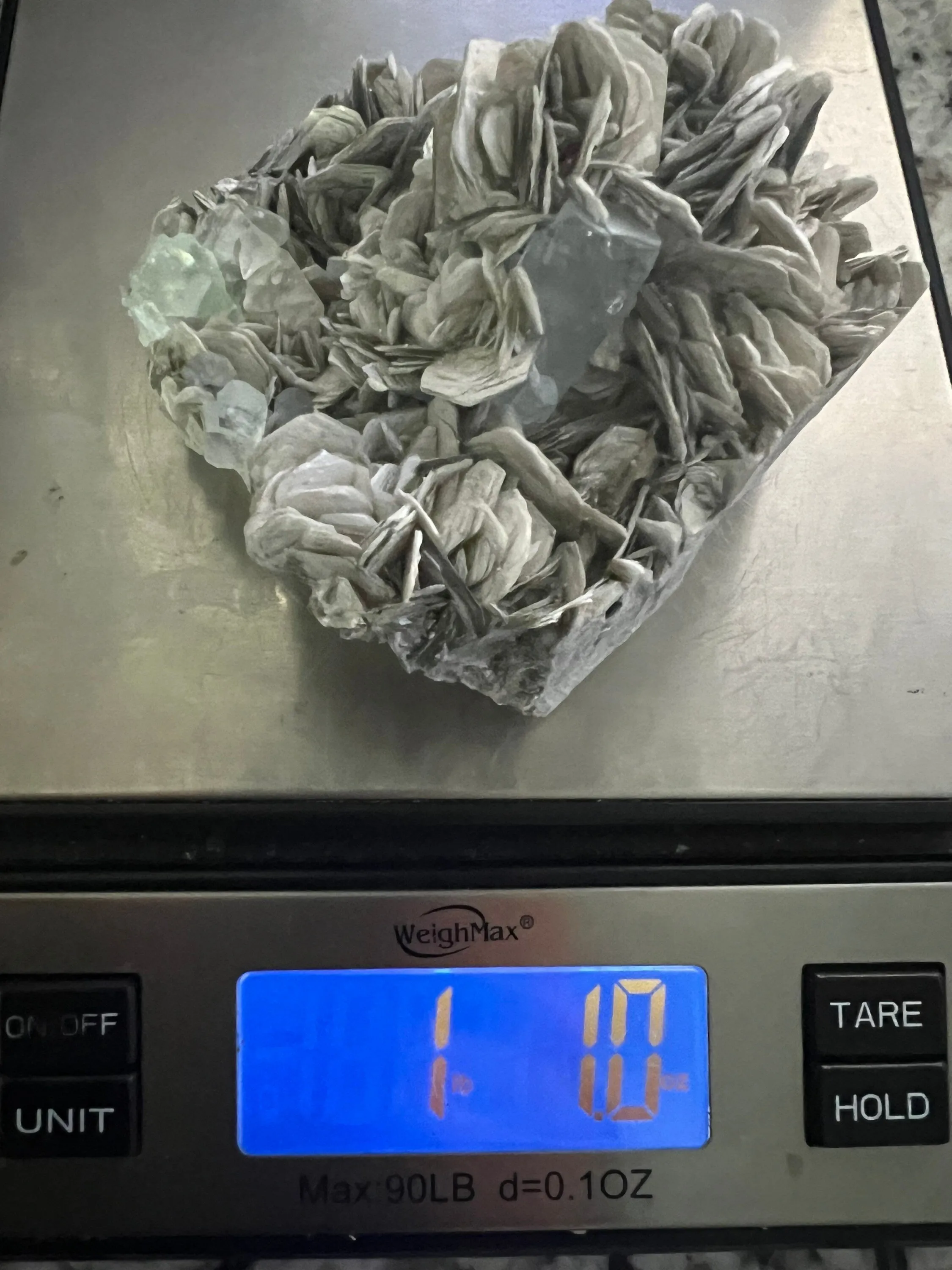 Aquamarine on muscovite cluster 1pound 1oz