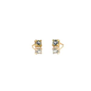 Aquamarine Prong Set Gemstone Stud Earrings - March Birthstone