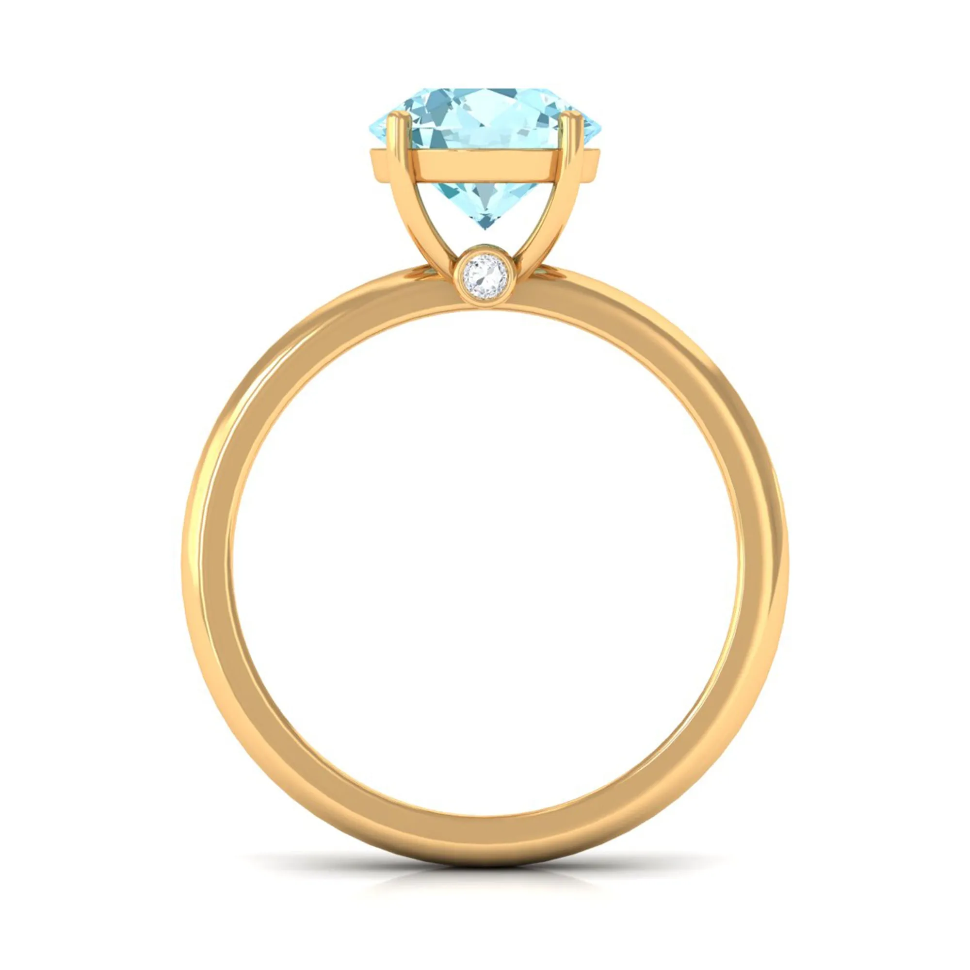 Aquamarine Solitaire Promise Ring with Diamond