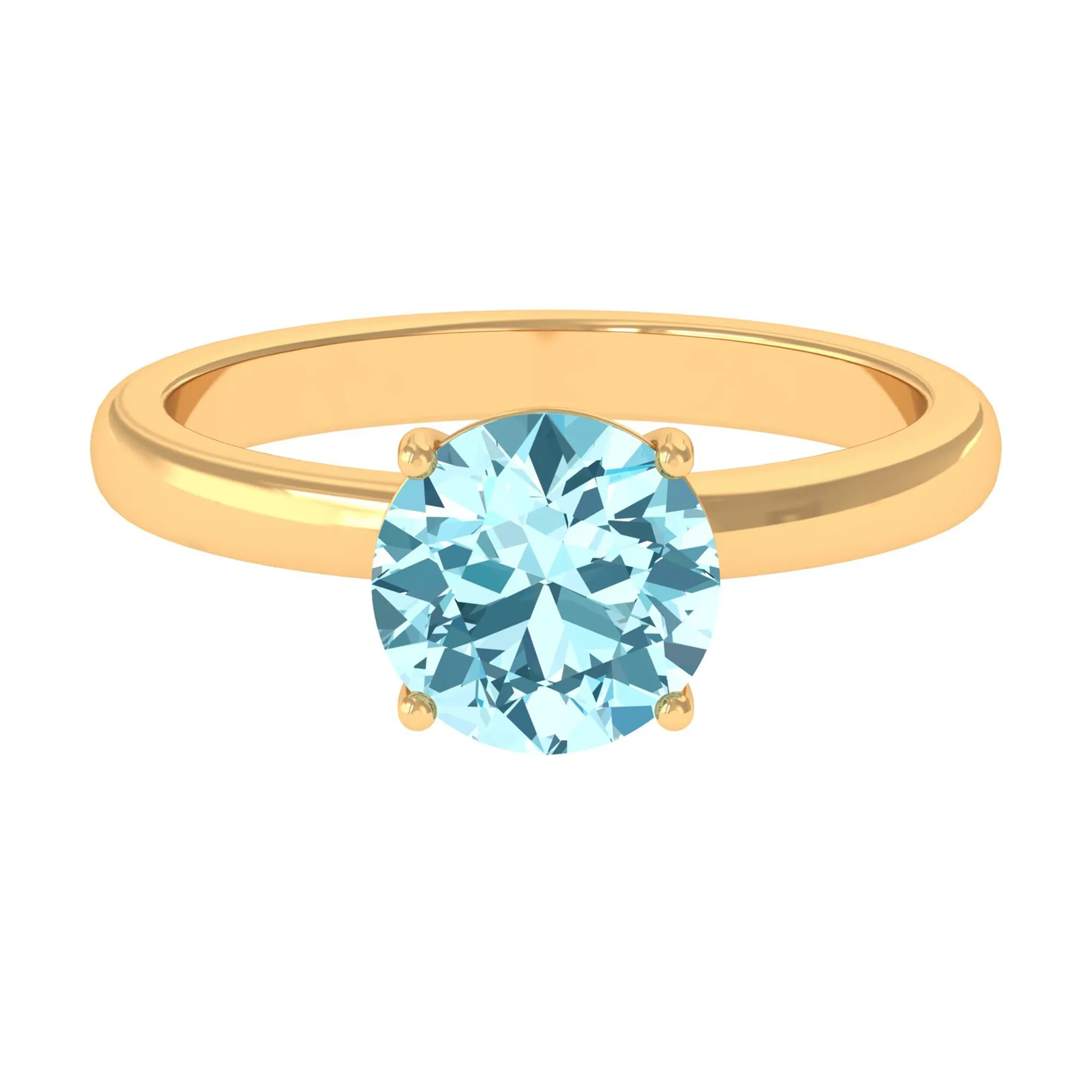 Aquamarine Solitaire Promise Ring with Diamond