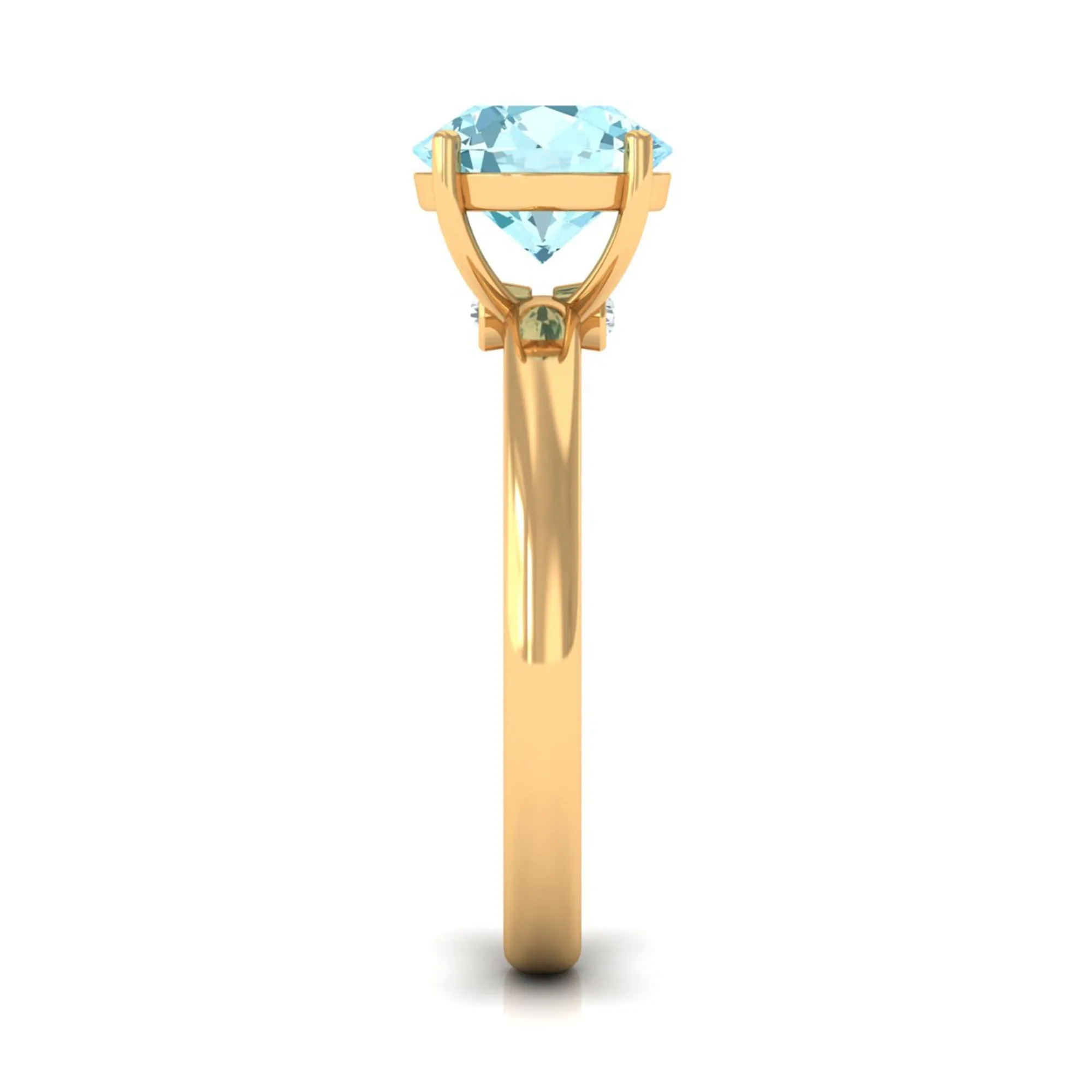 Aquamarine Solitaire Promise Ring with Diamond