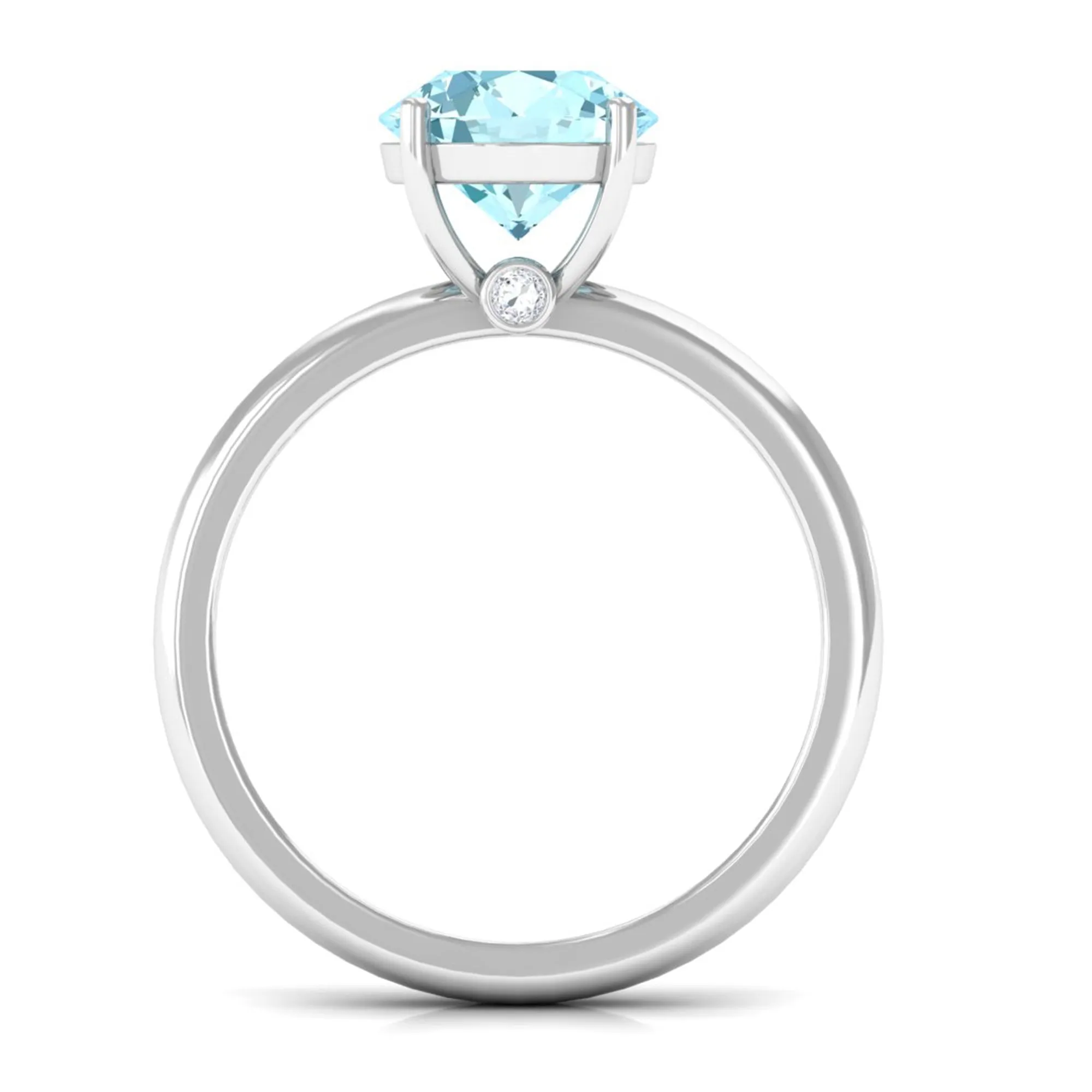 Aquamarine Solitaire Promise Ring with Diamond