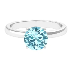 Aquamarine Solitaire Promise Ring with Diamond
