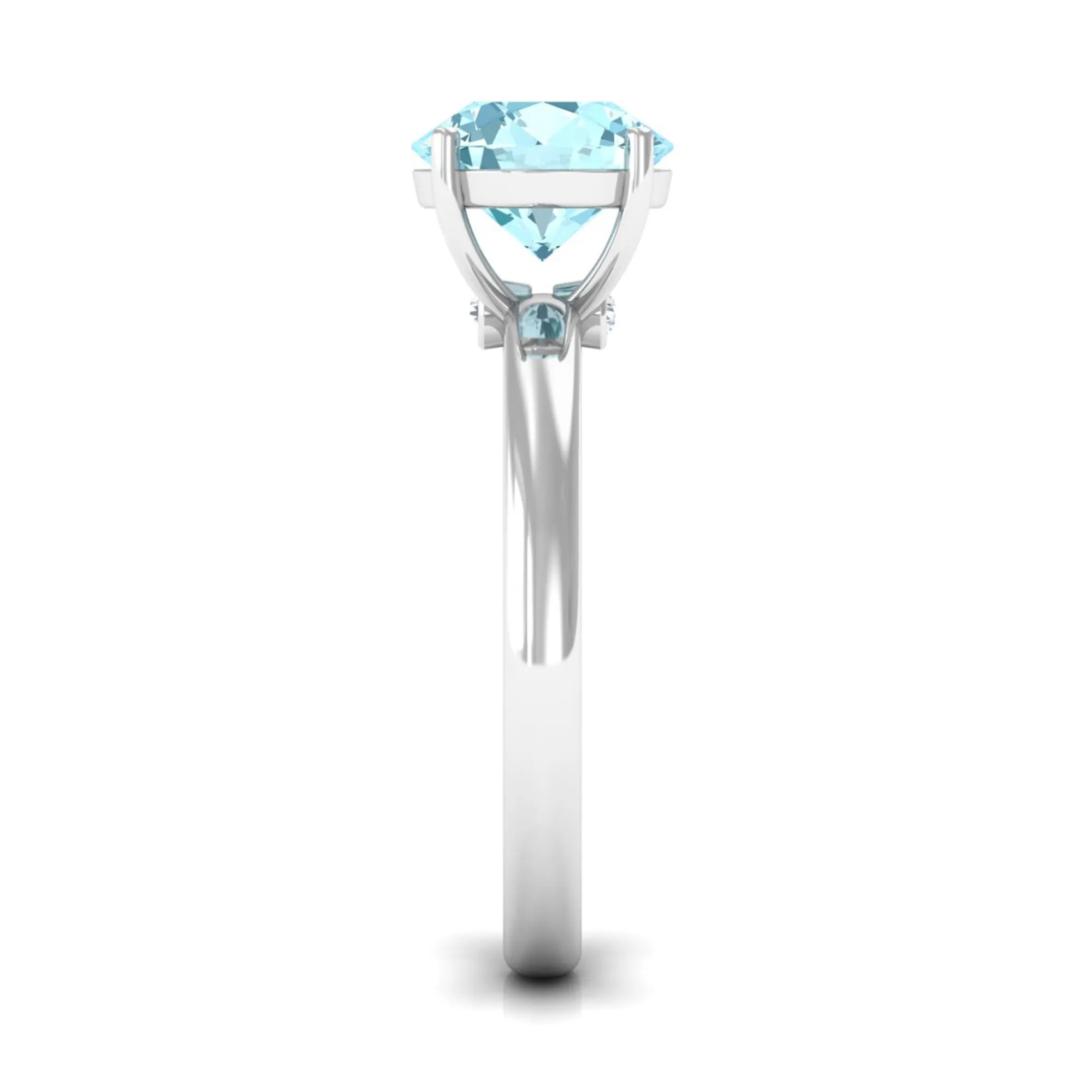 Aquamarine Solitaire Promise Ring with Diamond