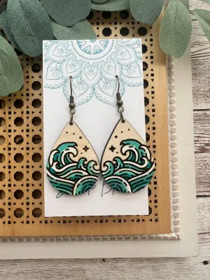 Beach waves ocean hand painted lightweight wood 