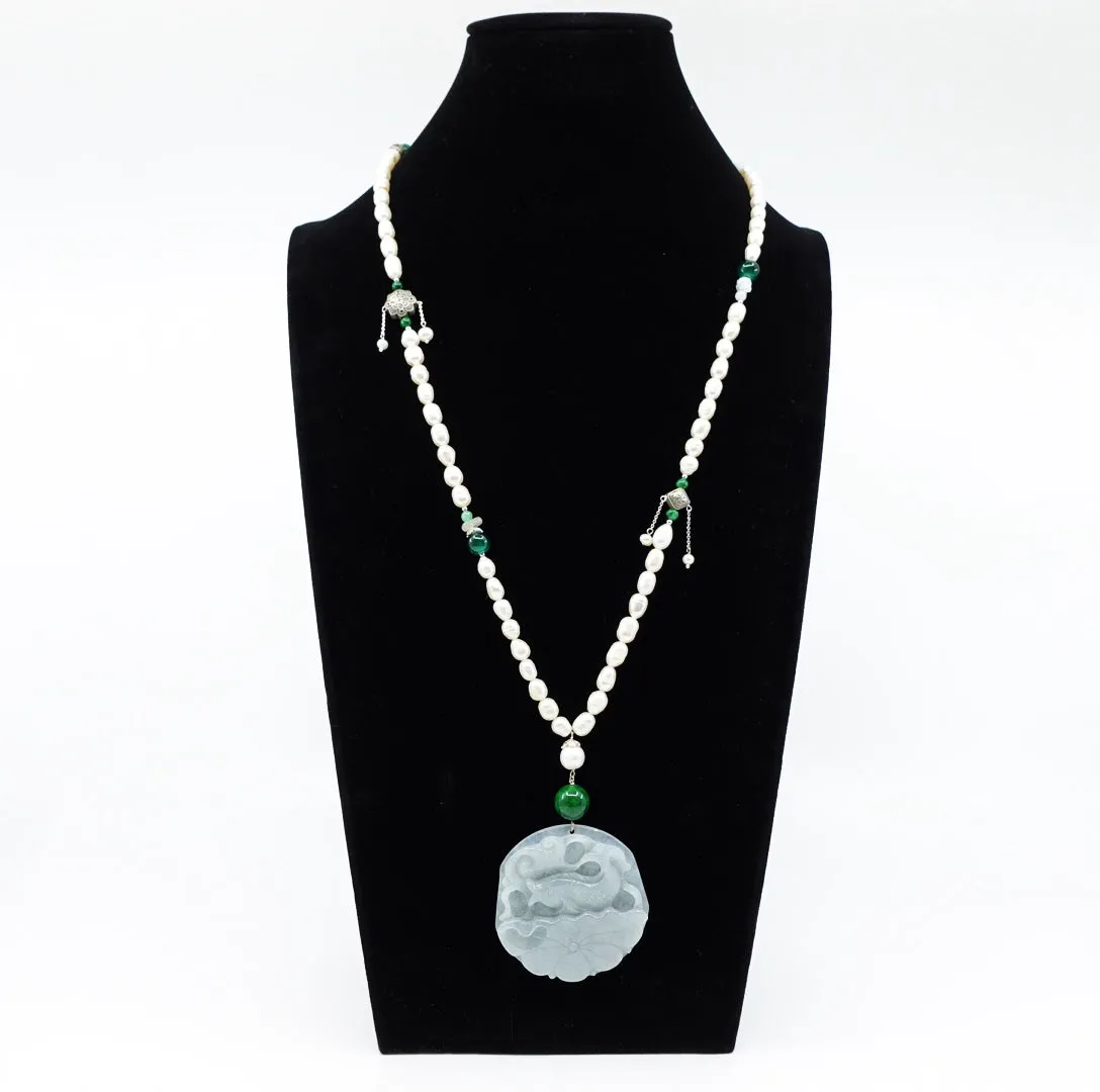 Beaded Long Pearl Pendant Necklace