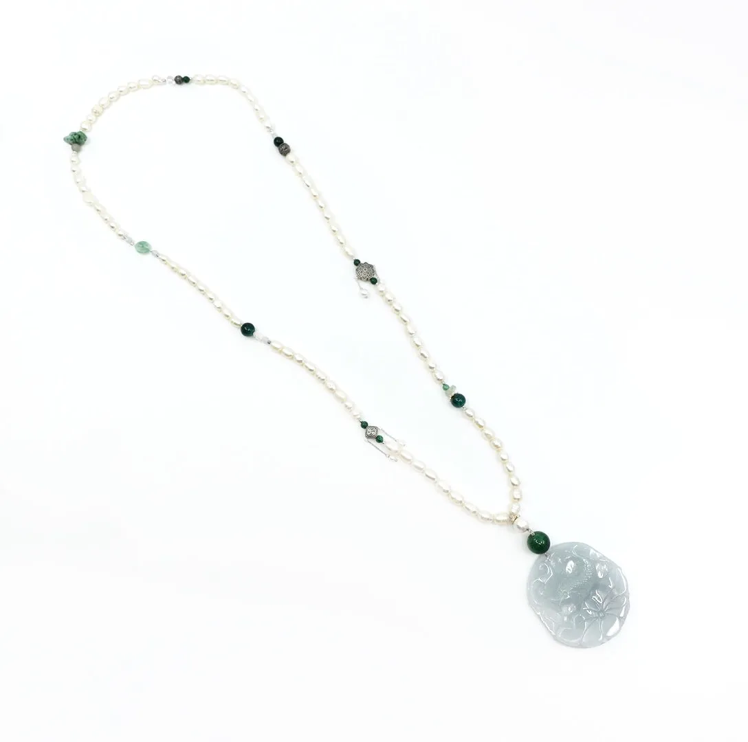 Beaded Long Pearl Pendant Necklace