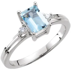 Ben Garelick Emerald Cut Aquamarine Diamond Three Stone Ring