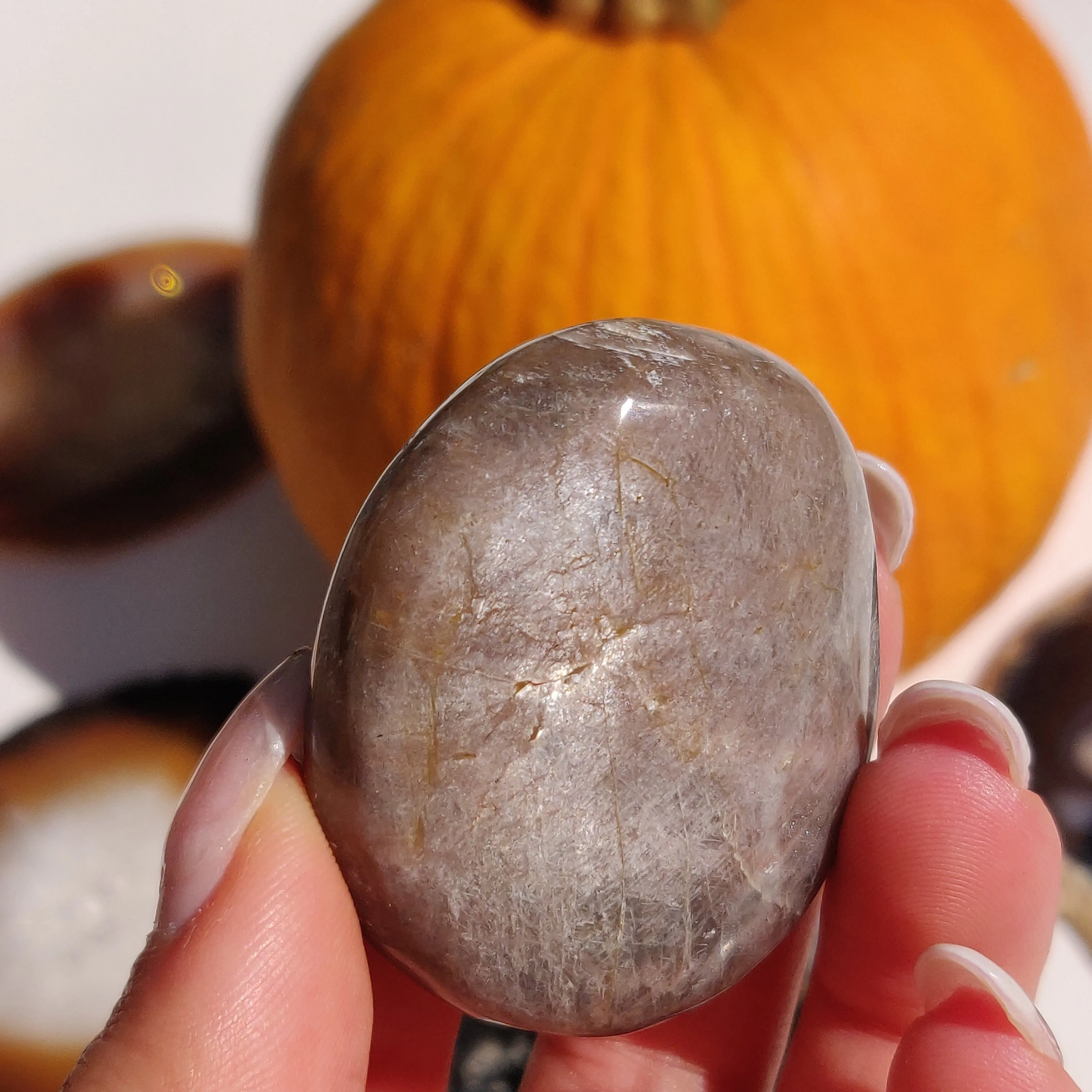 Black Moonstone Palm Stone, Flashy Black Moonstone (#28)
