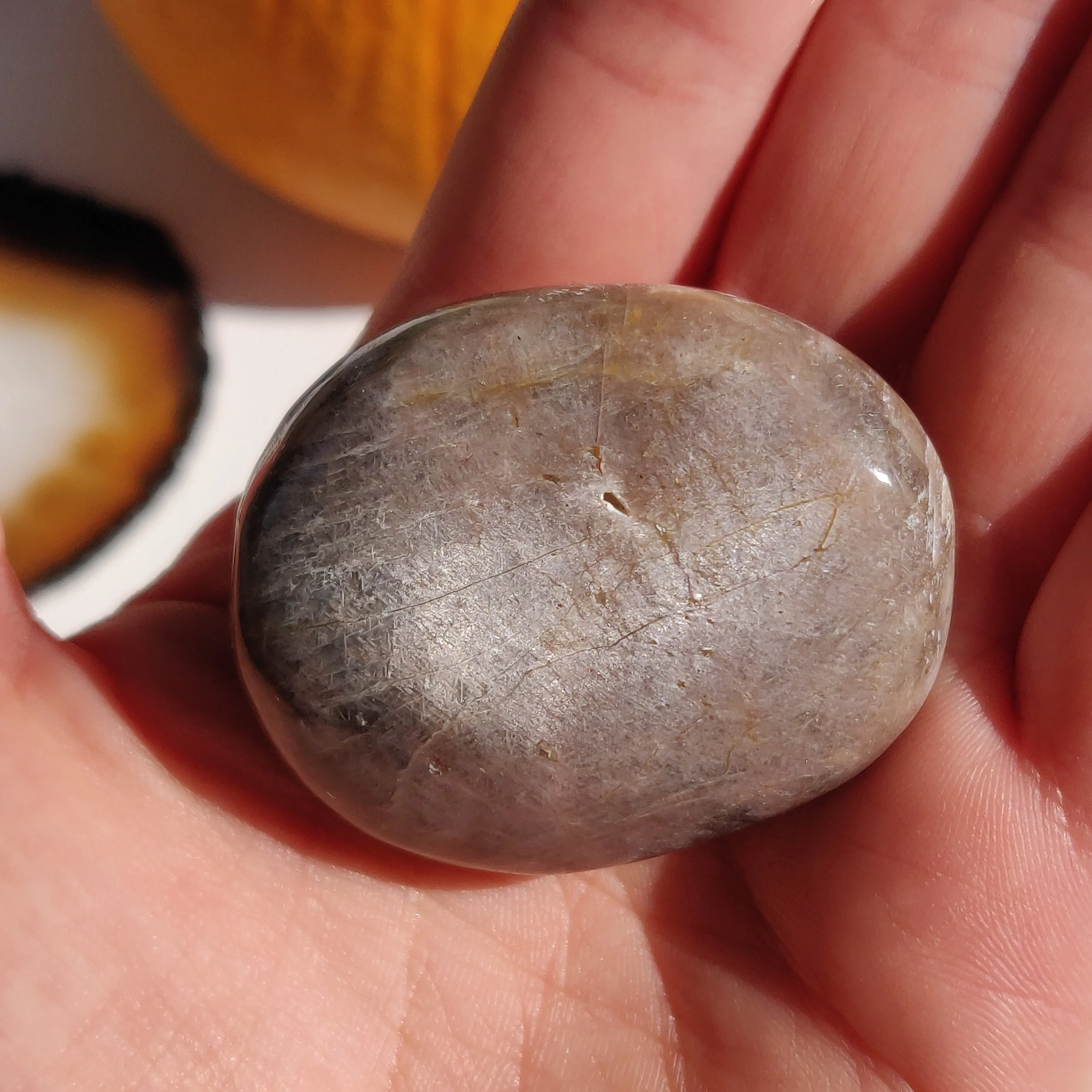 Black Moonstone Palm Stone, Flashy Black Moonstone (#28)