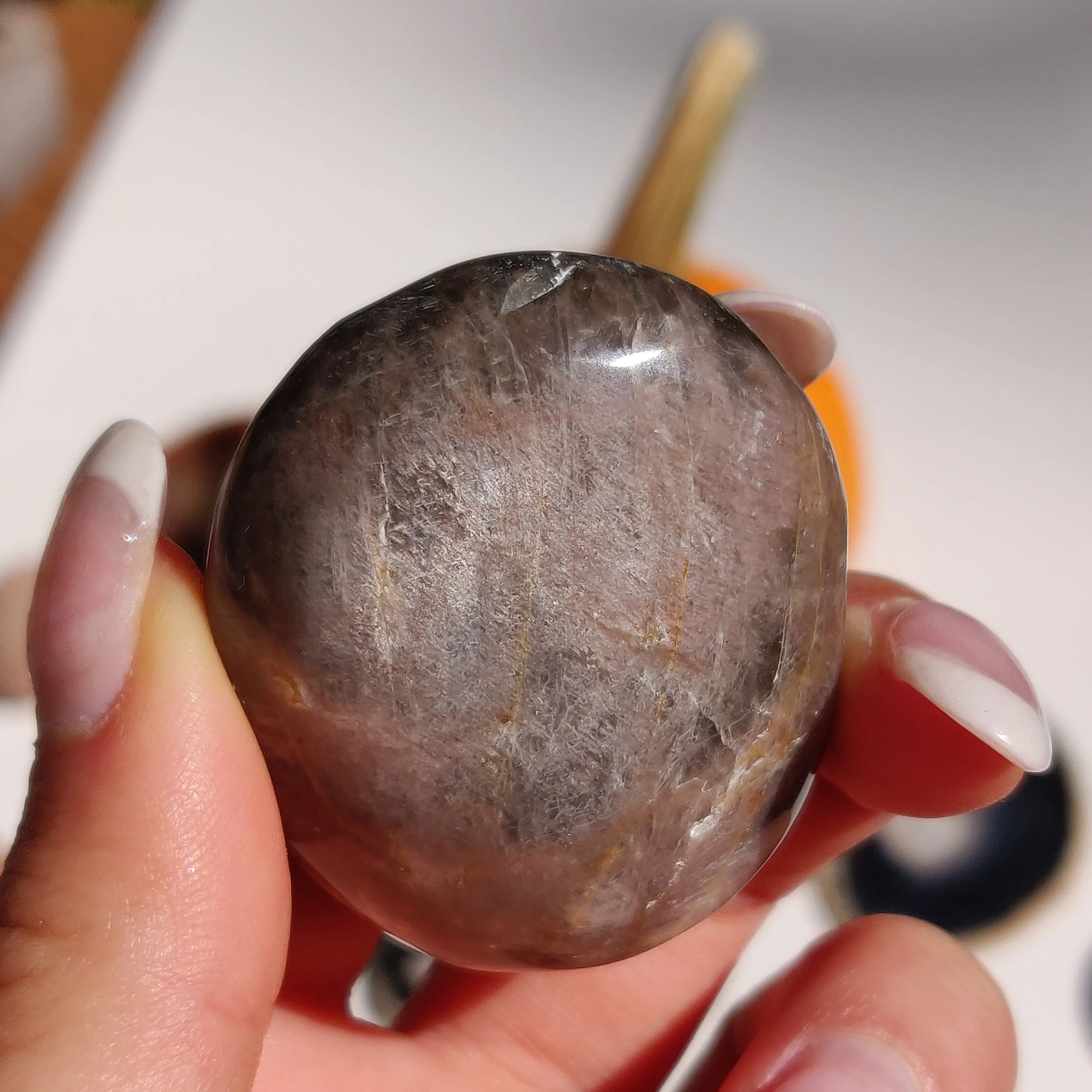Black Moonstone Palm Stone, Flashy Black Moonstone (#28)