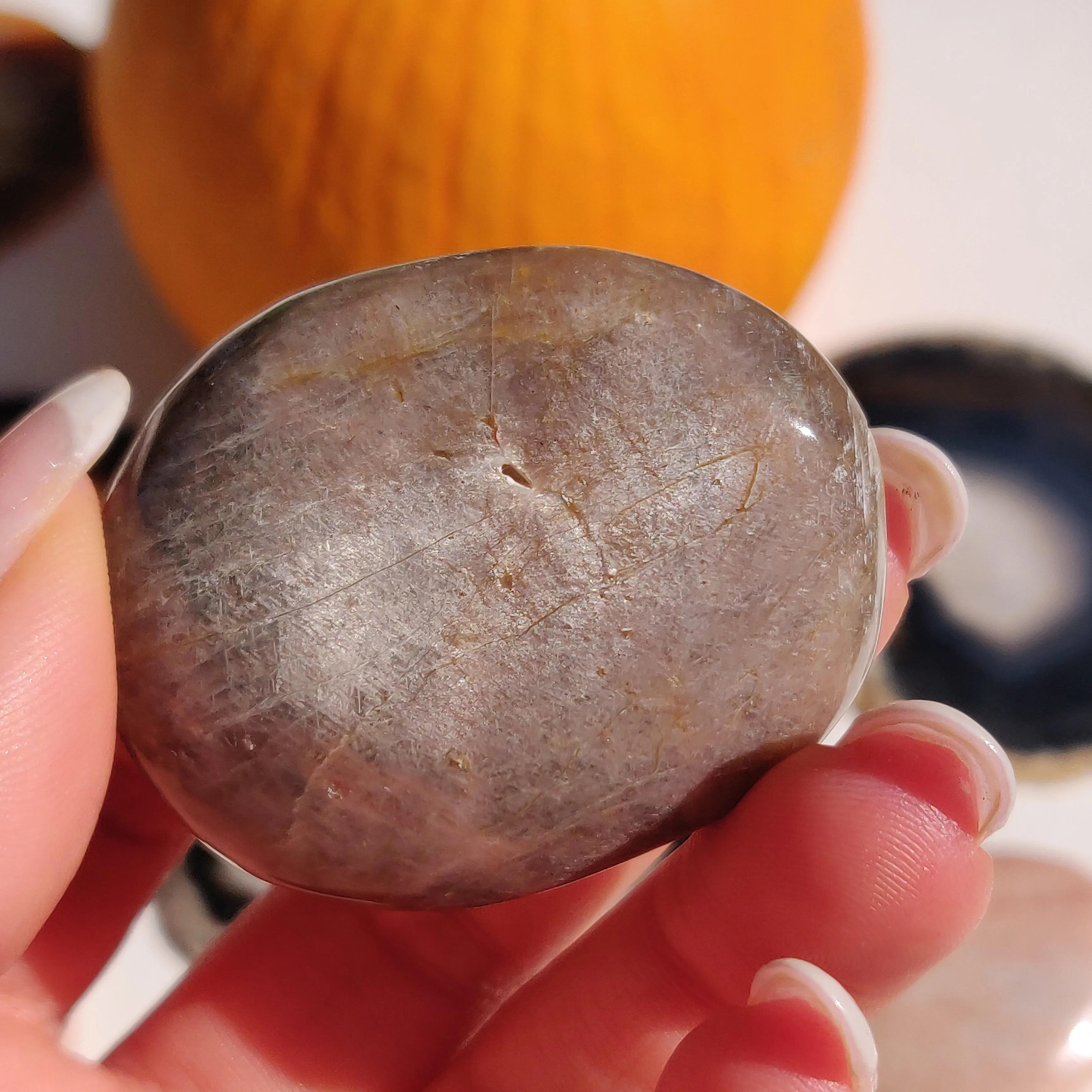 Black Moonstone Palm Stone, Flashy Black Moonstone (#28)