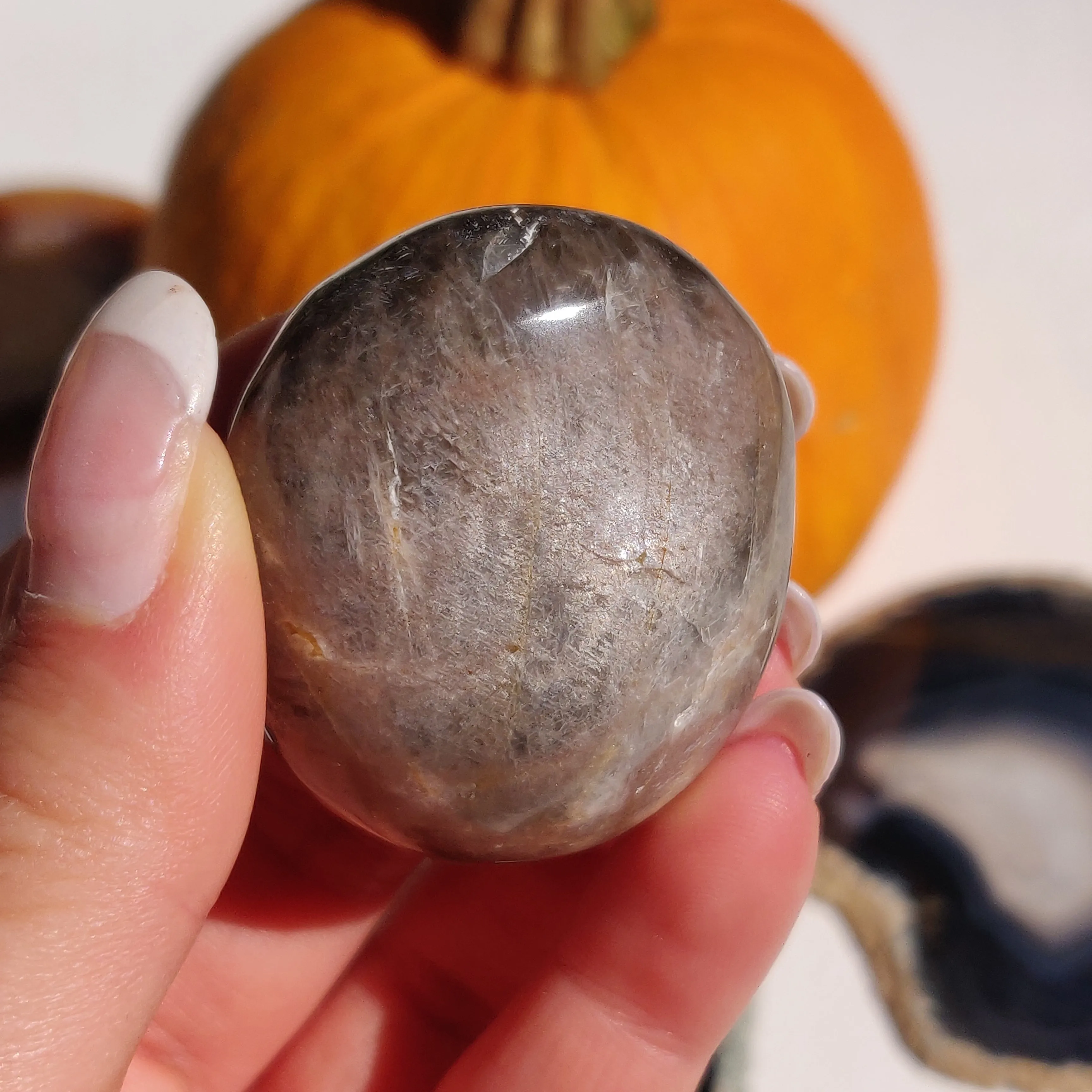 Black Moonstone Palm Stone, Flashy Black Moonstone (#28)