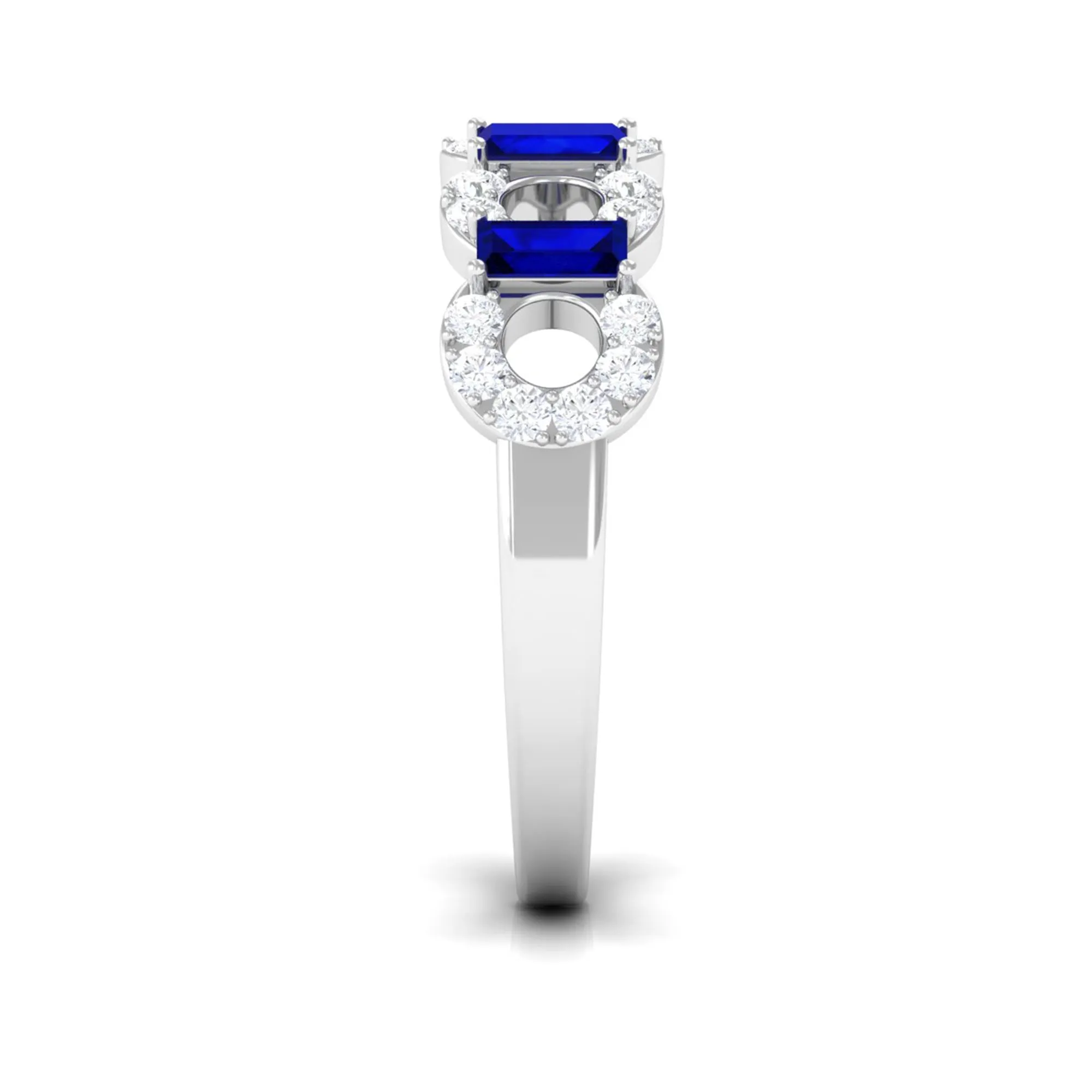 Blue Sapphire and Diamond Art Deco Half Eternity Ring