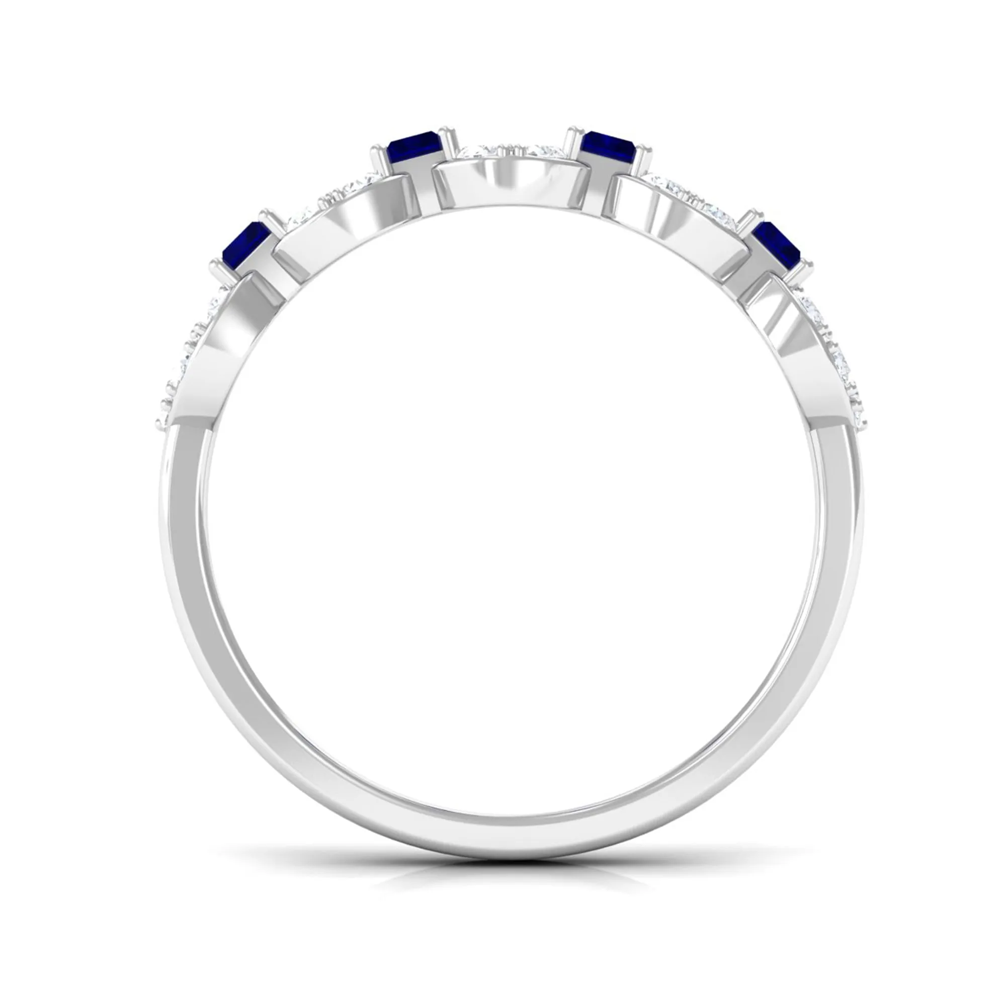 Blue Sapphire and Diamond Art Deco Half Eternity Ring