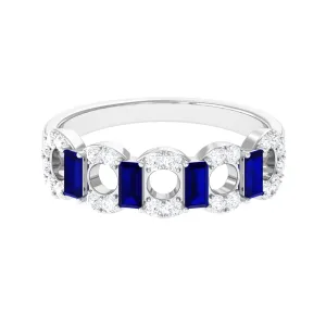 Blue Sapphire and Diamond Art Deco Half Eternity Ring