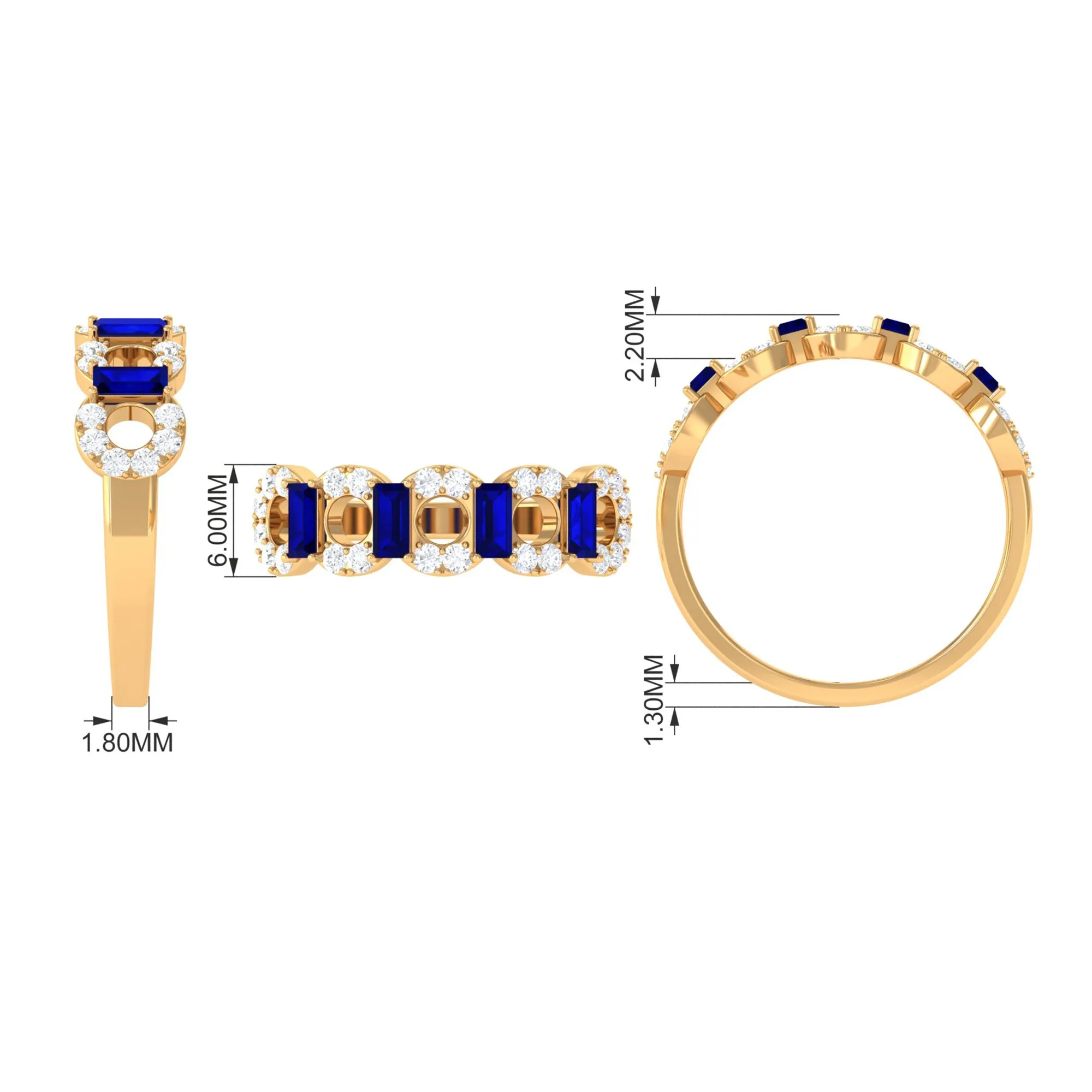 Blue Sapphire and Diamond Art Deco Half Eternity Ring