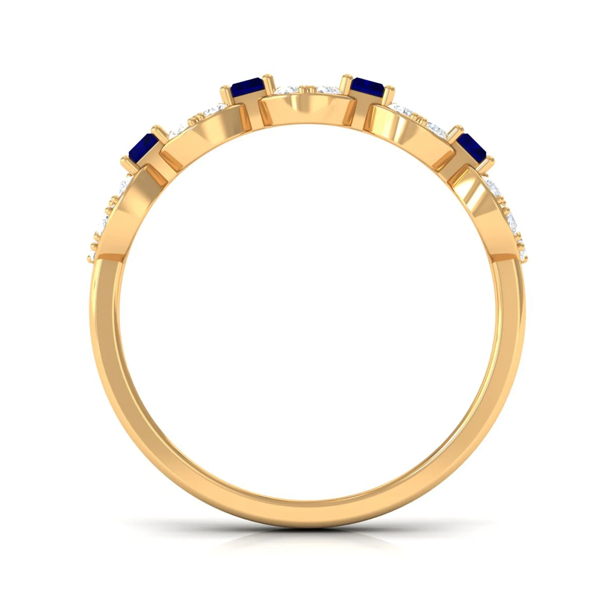 Blue Sapphire and Diamond Art Deco Half Eternity Ring
