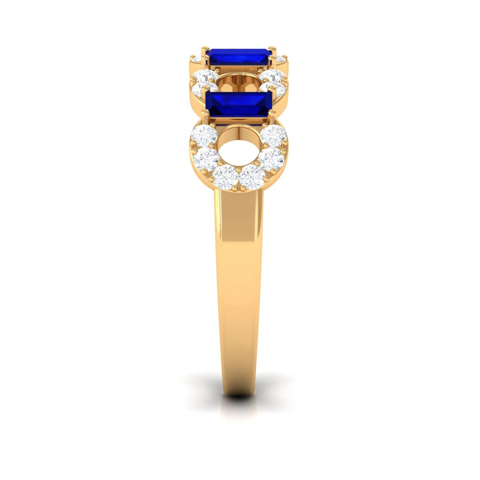 Blue Sapphire and Diamond Art Deco Half Eternity Ring