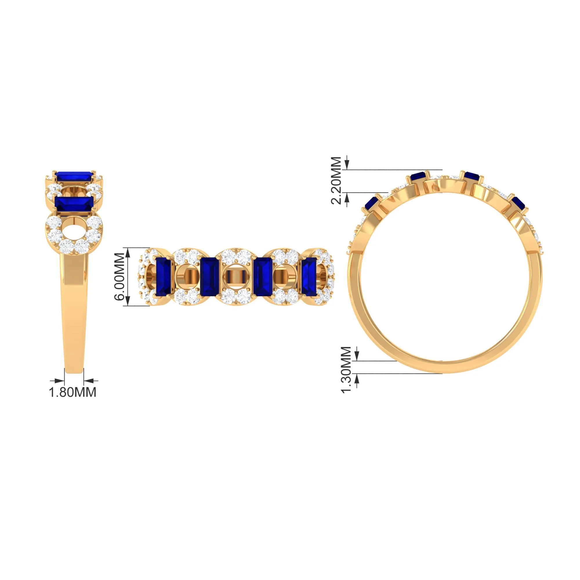 Blue Sapphire and Diamond Art Deco Half Eternity Ring