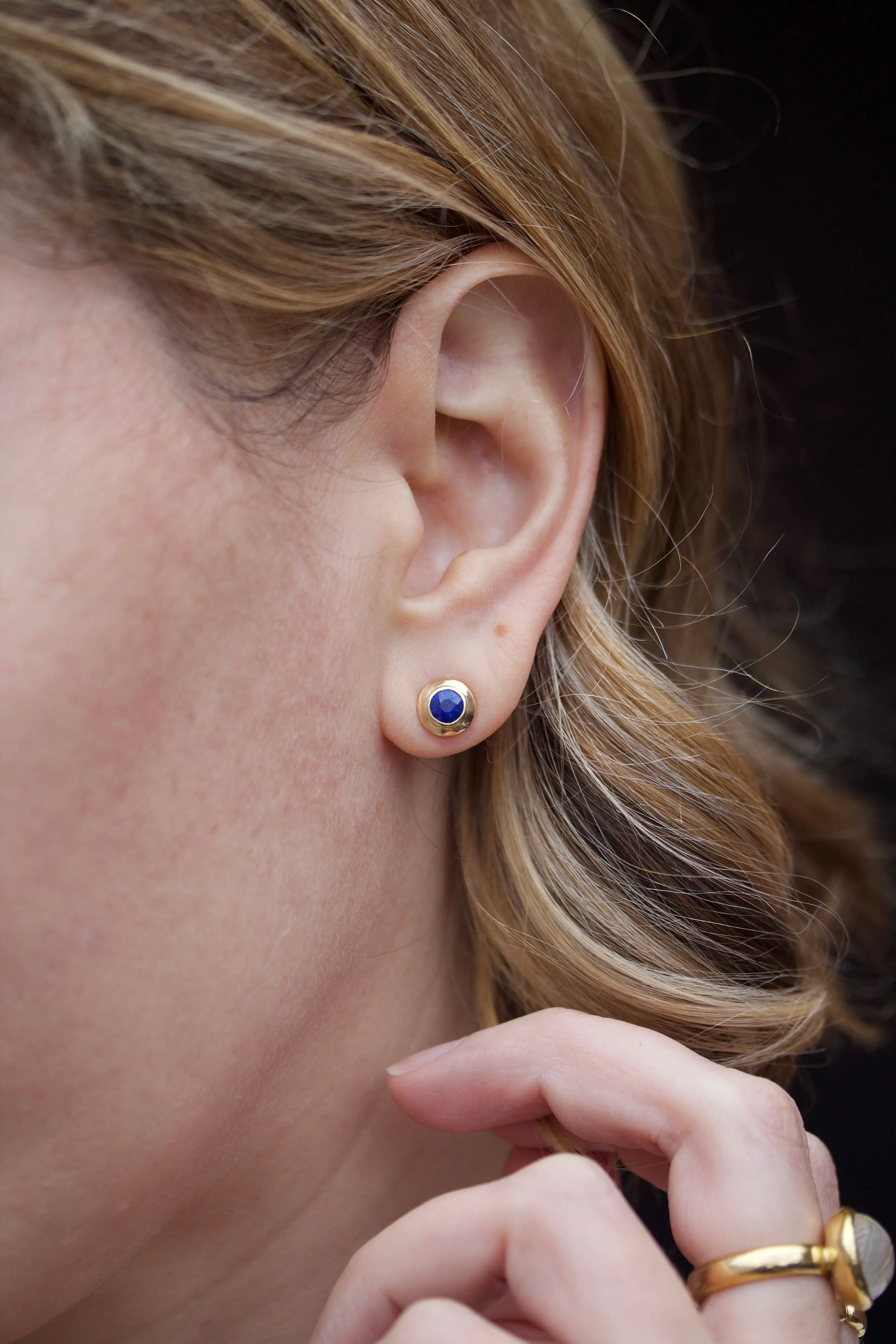 Blue Sapphire Stud Earrings