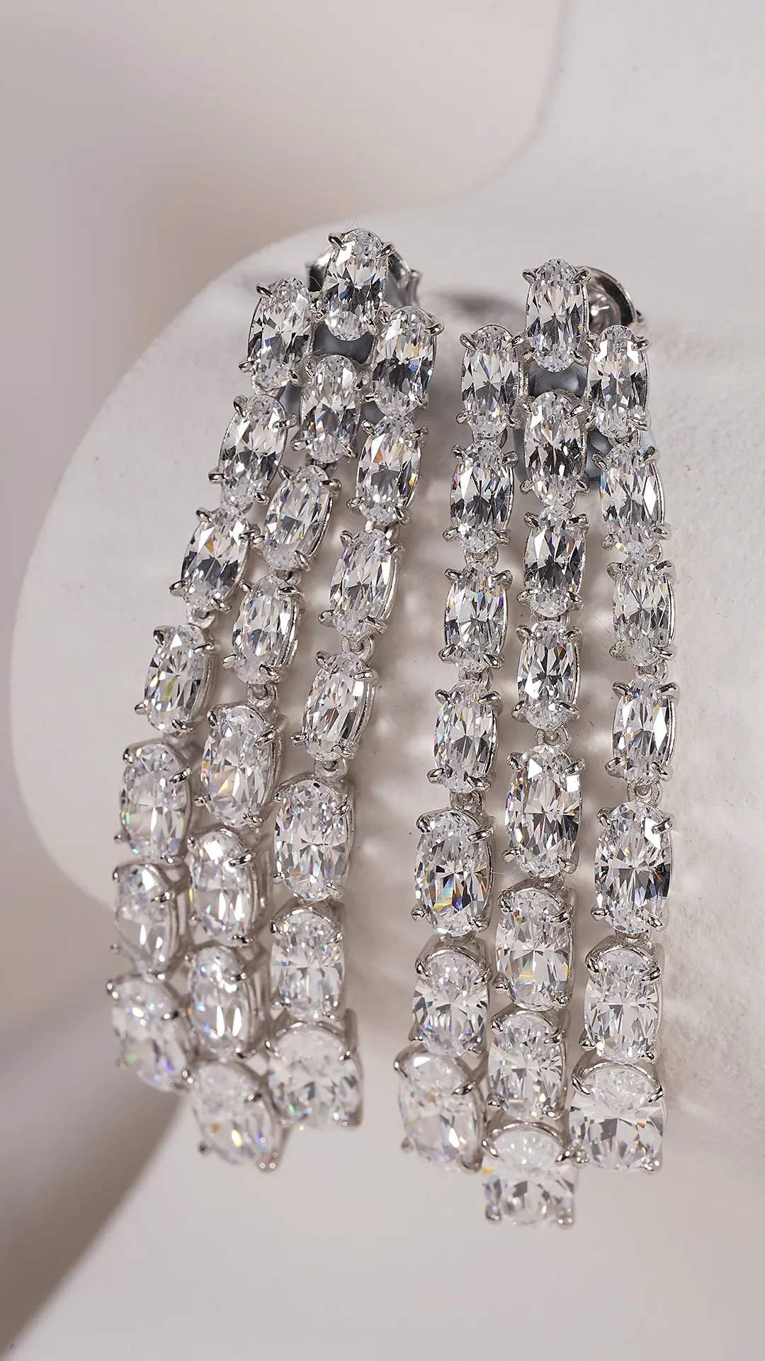 Brielle Oval Chandelier Earrings White Gold Plated