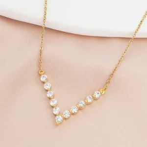Brilliant Chevron V Zircon & Gold Necklace, Give exploited Women Freedom!