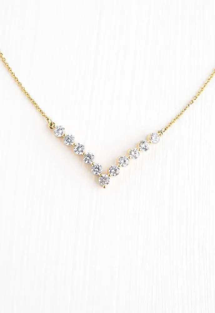 Brilliant Chevron V Zircon & Gold Necklace, Give exploited Women Freedom!