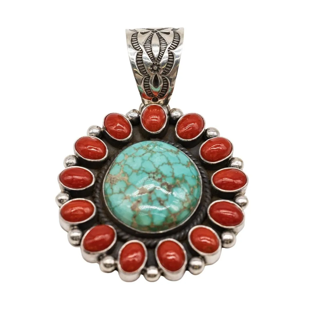 Carico Lake Turquoise and Mediterranean Coral Pendant