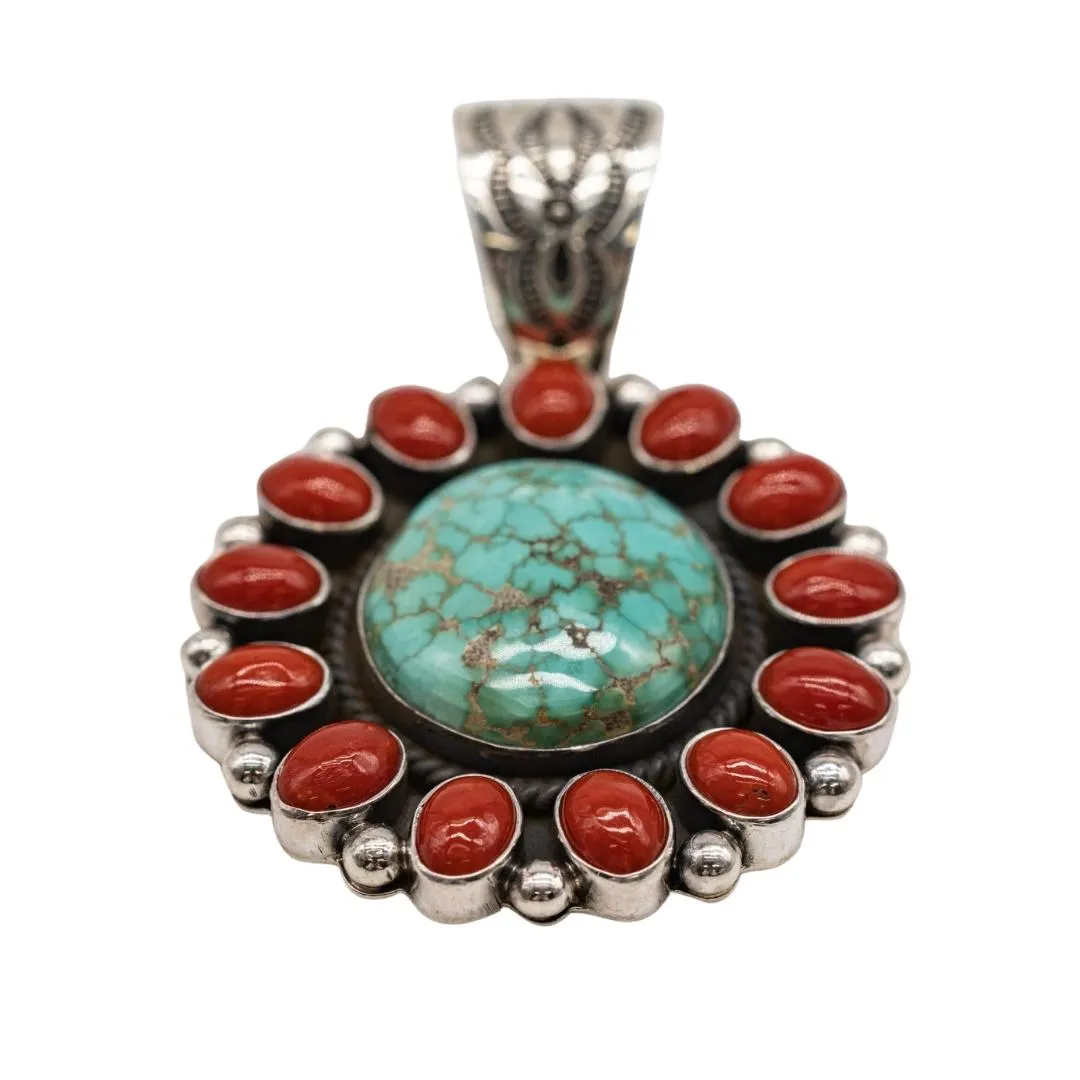 Carico Lake Turquoise and Mediterranean Coral Pendant