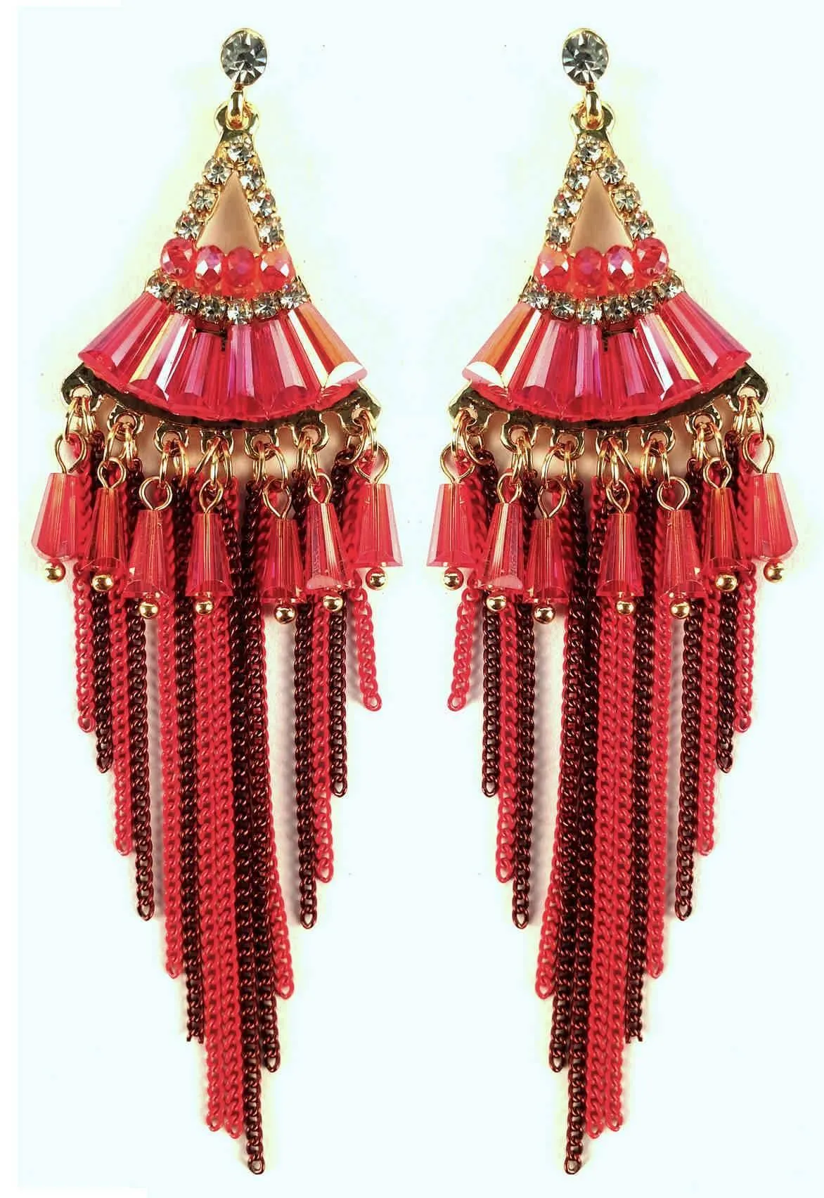 Chandelier Design Artificial Fashion Dangler Earrings Jhumka with Tassales for Girls Women