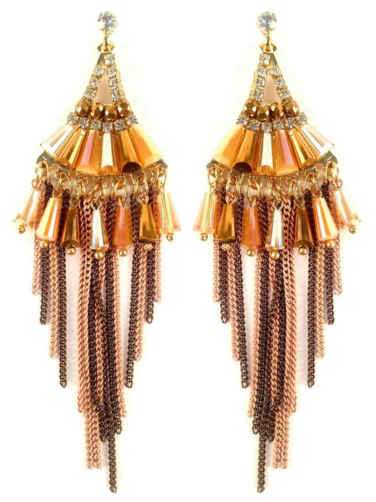 Chandelier Design Artificial Fashion Dangler Earrings Jhumka with Tassales for Girls Women
